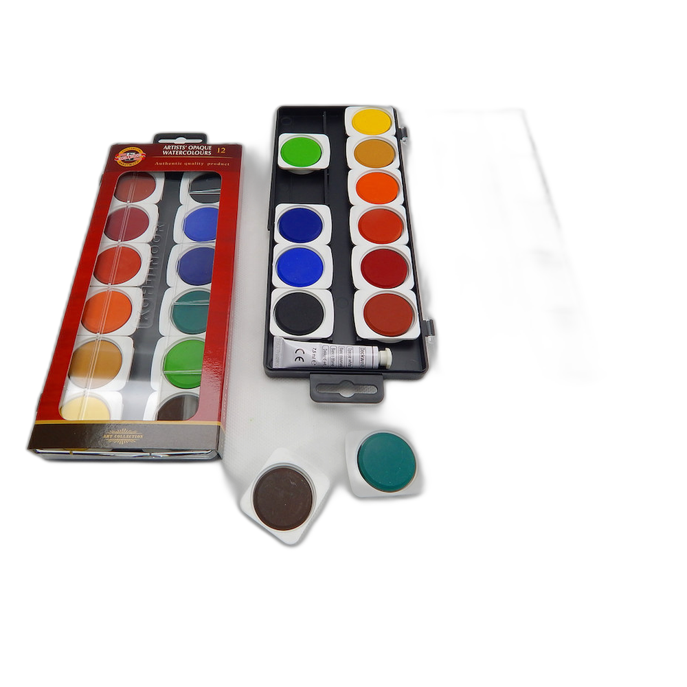 Koh-i-Noor 175504 Artist Opaque Watercolours 12 Pans 30 mm