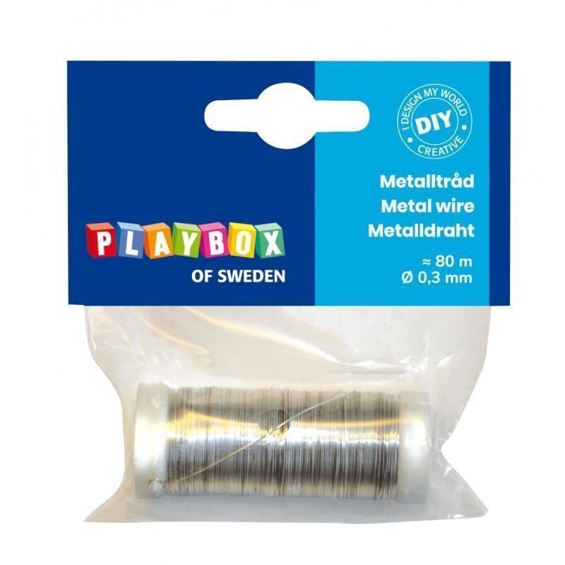 Playbox Vázací drátek stříbrný na špulce 80 m x 03 mm