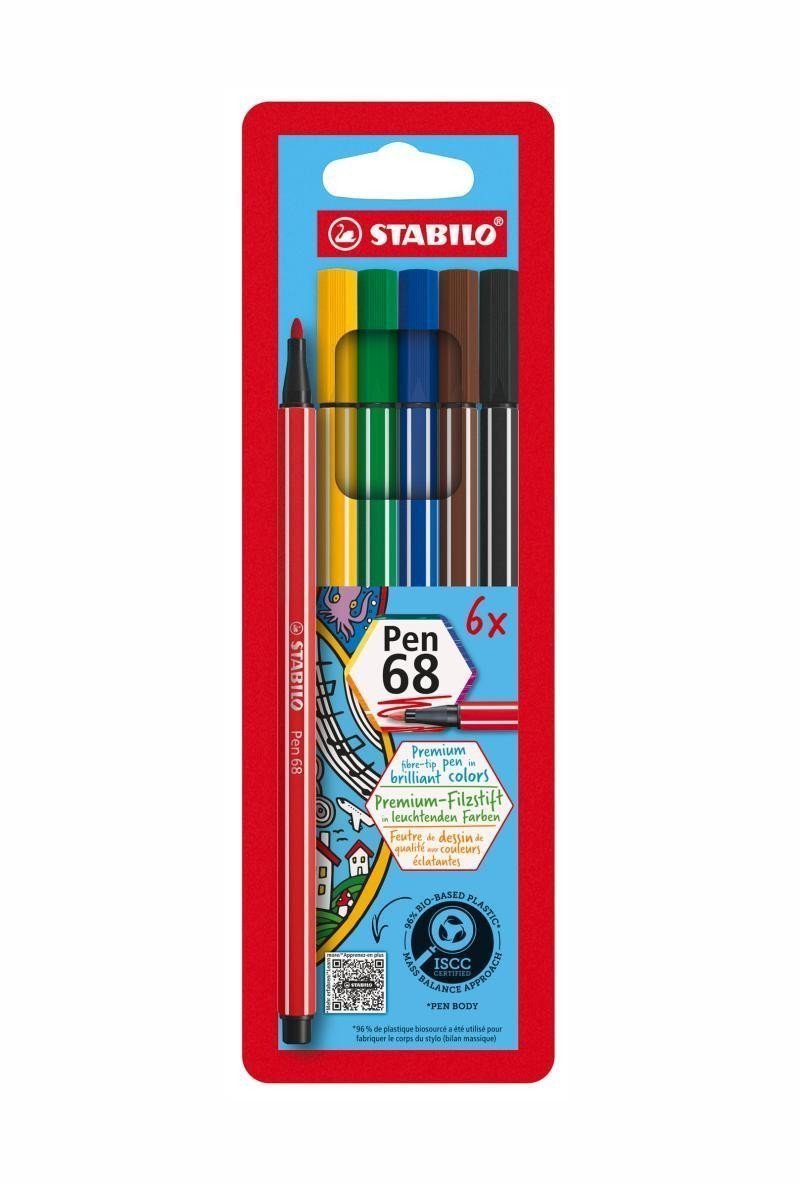 Fixa STABILO Pen 68 sada 6 ks v plastovém pouzdru