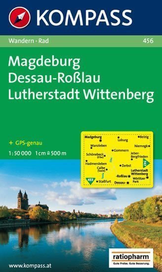 Magdeburg Dessau-Roßlau Lutherstadt Wittenberg 150 000  turistická mapa s cyklotrasami KOMPASS 456