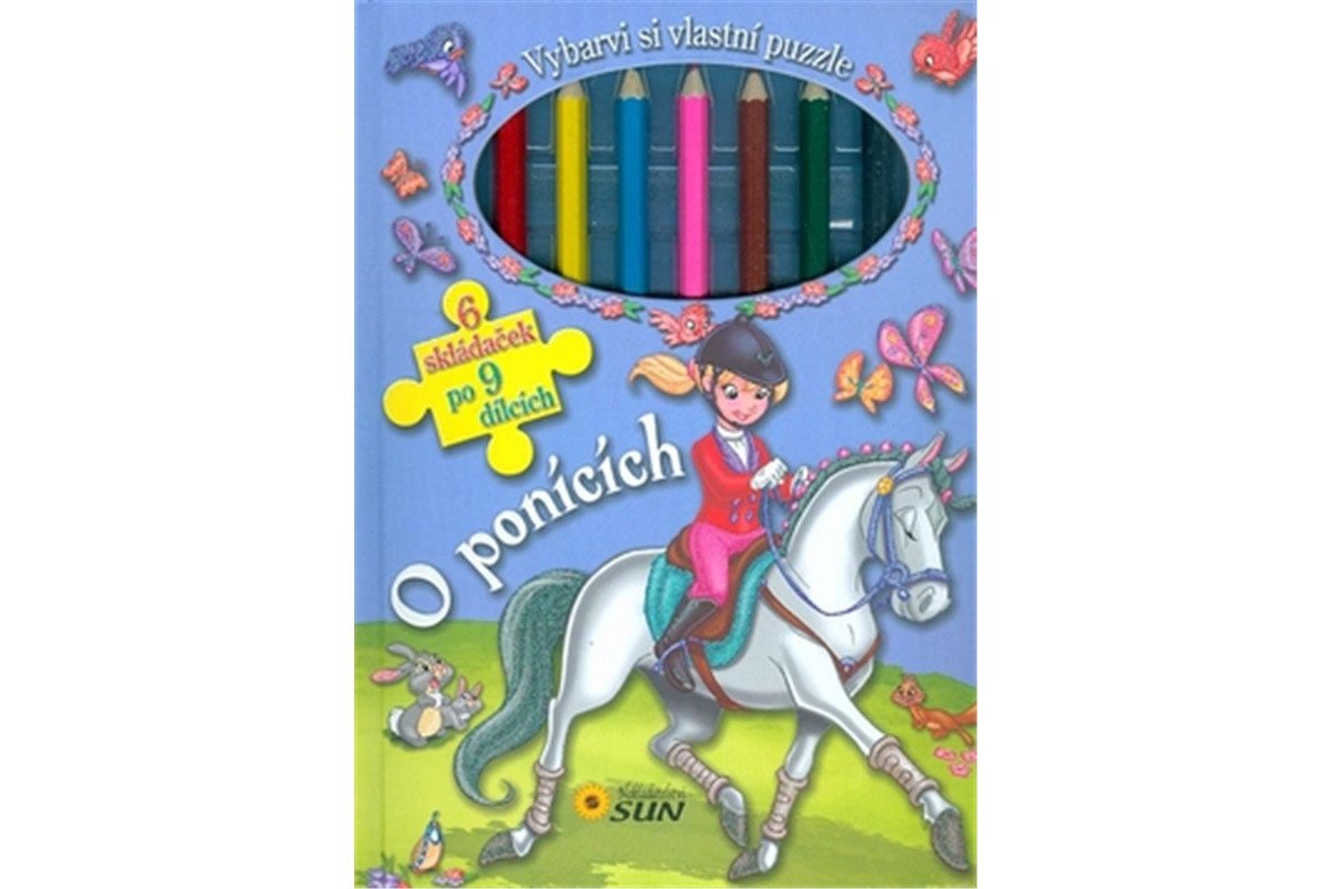 O ponících - Vybarvi si vlastní puzzle 6 skládaček po 9 dílcích – Grez Marcela