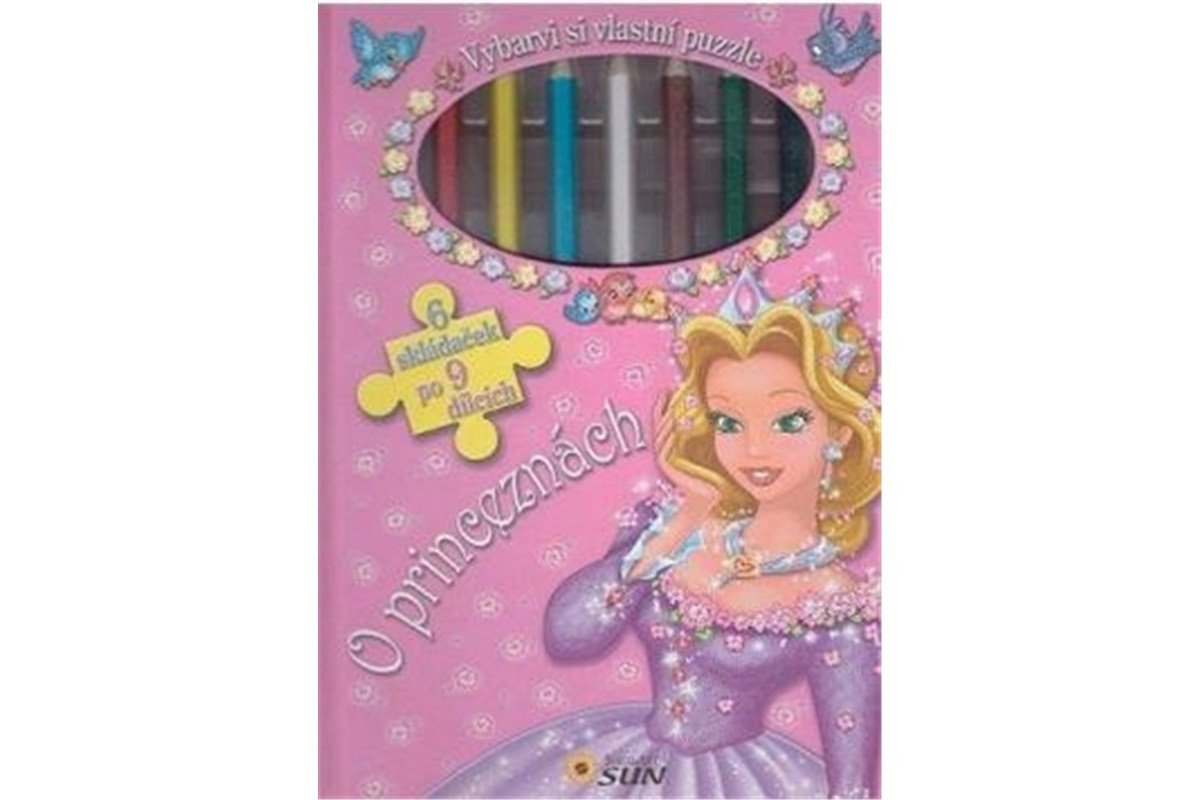 O princeznách - Vybarvi si vlastní puzzle 6 skládaček po 9 dílcích – Grez Marcela