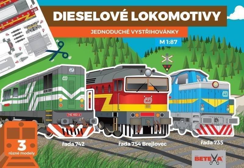 Dieselové lokomotivy - Jednoduché vystřihovánky