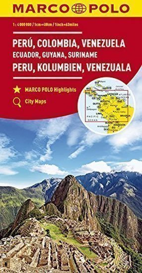 Peru, Kolumbie, Venezuela, Ecuador 1:4M (2017)