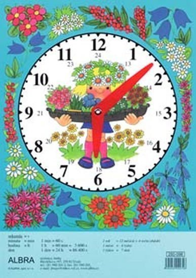 Hodiny - barevné květiny pohyblivé ručičky A4