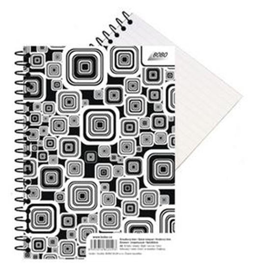 Blok BLACK  WHITE s boční plastovou spirálou A6 linka 50 listů