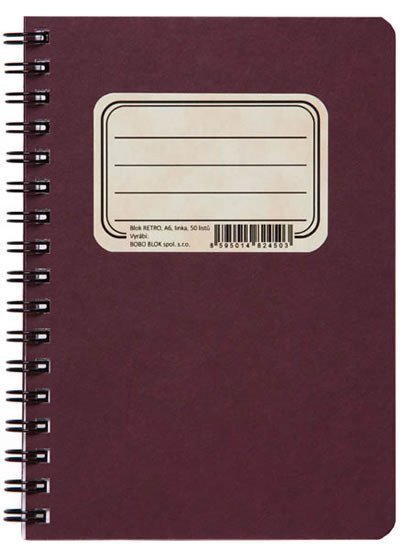 Kroužkový blok RETRO A6 linka 50 listů