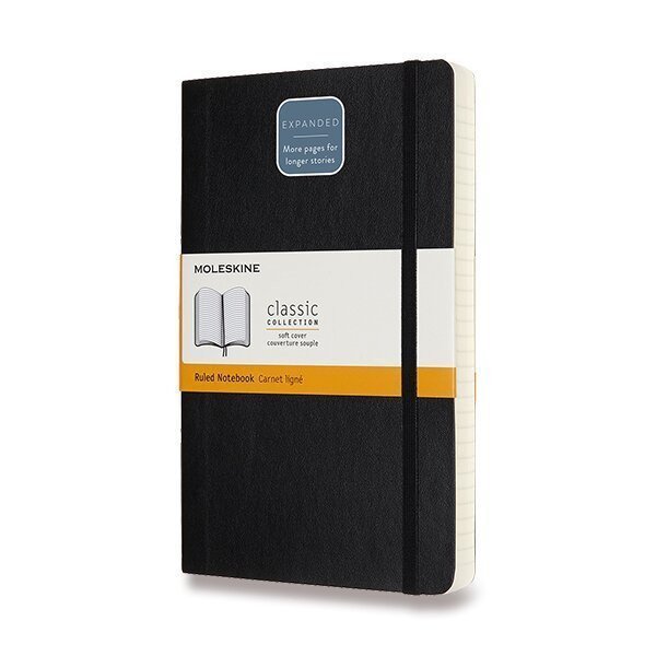 Zápisník Moleskine Expanded - měkké desky L linkovaný - černý