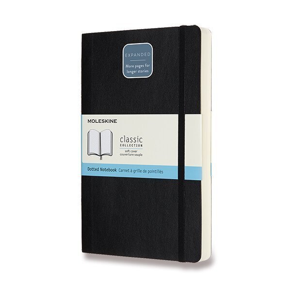 Zápisník Moleskine Expanded - měkké desky - L tečkovaný černý