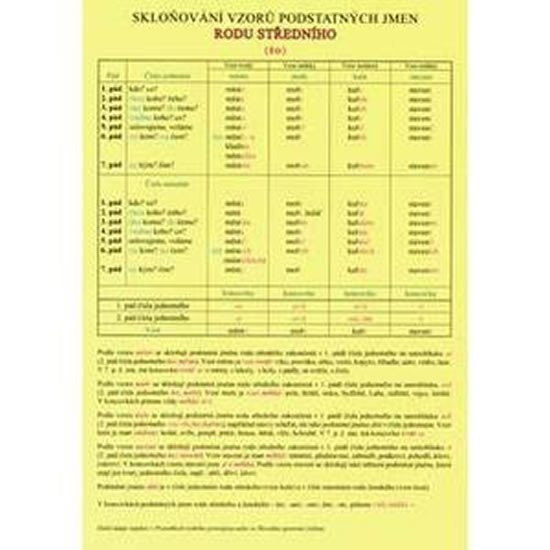 Skloňování vzorů podstatných jmen rodu středního TABULKA A4