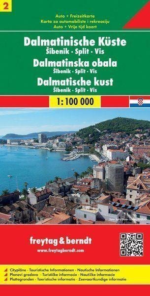 AK 0704 Dalmatské pobřeží 1100000 Šibenik - Split - Vis list 2  automapa  rekreační mapa