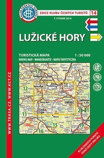 Lužické hory KČT 14 150T Turistická mapa