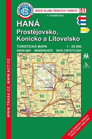 Haná Prostějovsko Konicko KČT 51 150T Turistická mapa