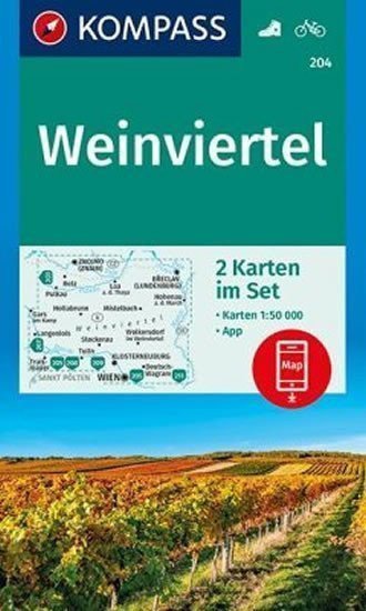 Weinviertel 150 000  sada 2 turistických map KOMPASS 204