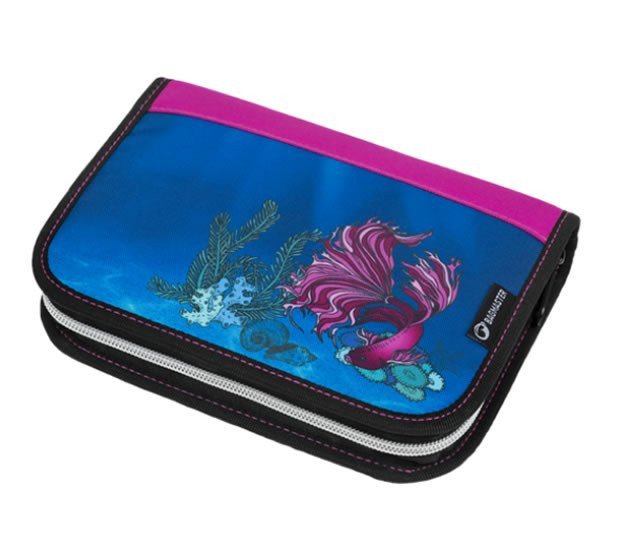 Bagmaster Dívčí školní penál CASE GALAXY 9 C ryba Bojovnice pestrá VIOLETBLUEPINK