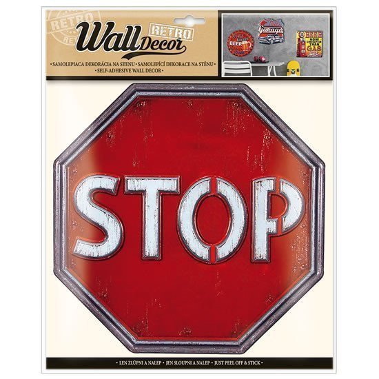 Wall decor Retro STOP - samolepící dekorace 305x38 cm