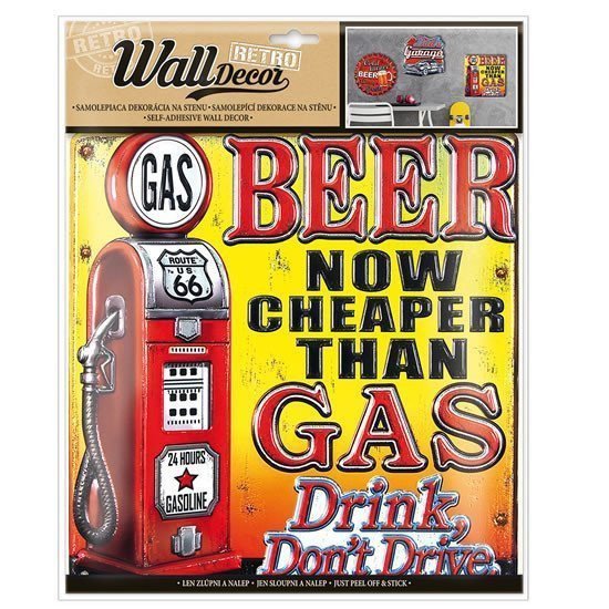 Wall decor Retro BEER nad GAS - samolepící dekorace 305x38 cm