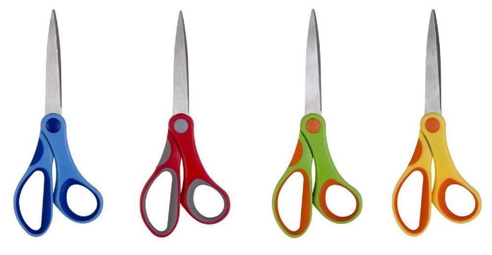 Nůžky školní 18 cm asymetrické mix barev