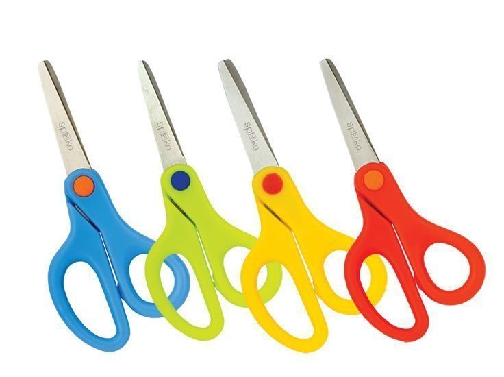 Nůžky školní 13 cm asymetrické mix barev