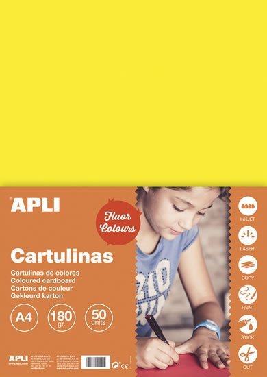 Barevný papír A4 170 g fluo - žlutý 50 ks