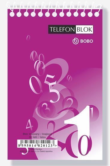 Blok k telefonu s horní spirálou A7 linka 30 listů