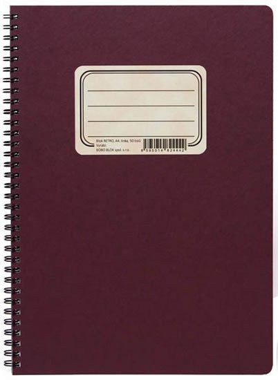 Kroužkový blok RETRO A4 linka 50 listů