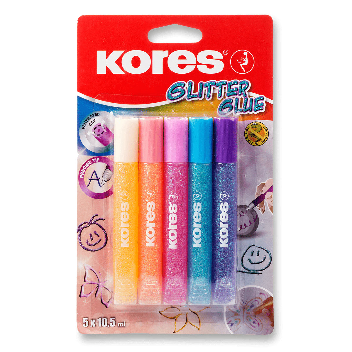 Kores Glitter glue pastel 5 x 105 ml