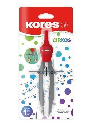 Kores Plastové kružítko CIRKOS červenéšedé