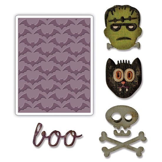 SIZZIX Thinlits vyřezávací kovové šablony - Haloween 4 ks  embosovaci kapsa