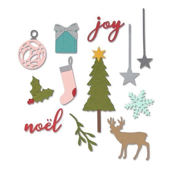 SIZZIX Thinlits vyřezávací kovové šablony - vánoční set 16 ks