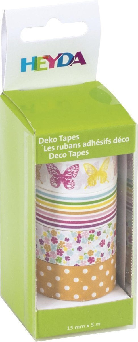 HEYDA samolepící washi papírové pásky - sada motýlci 15 cm x 5 m  4 ks