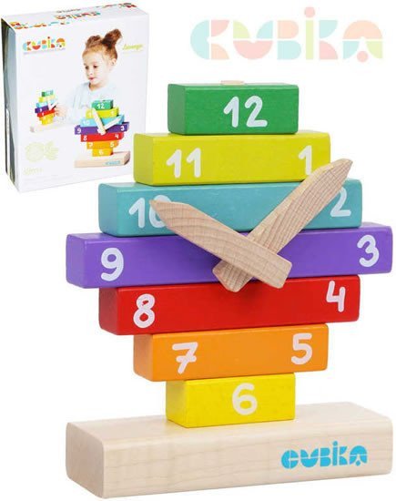 CUBIKA 14354 Hodiny s magnetickými ručičkami - dřevěná skládačka 10 dílů