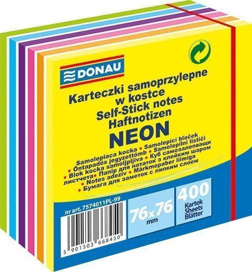 Samolepicí bločky 76 x 76 mm - neonové pastelové barvy 400 listů