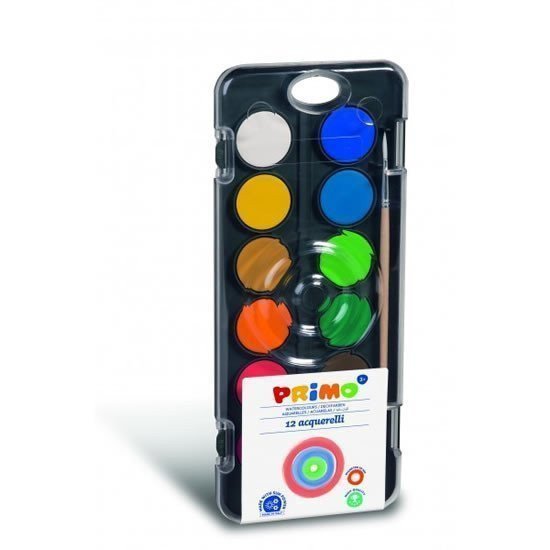 PRIMO vodové barvy BLACK 12 barev  štětec