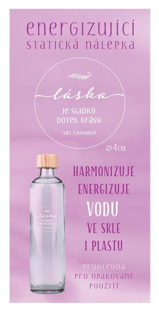 Energizující statická nálepka  průhledná Láska je průměr 4 cm