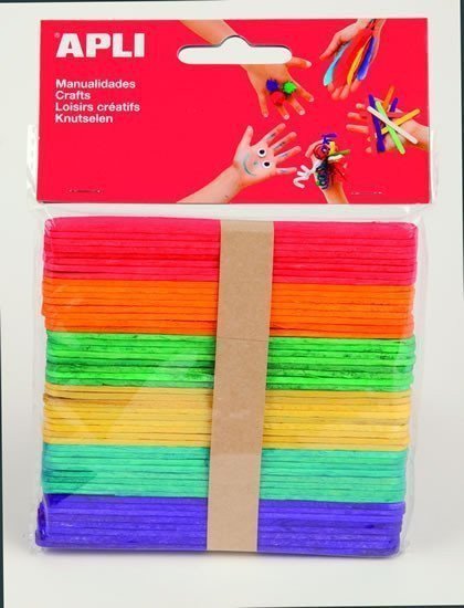 APLI nanuková dřívka 114 x 10 x 2 mm - mix barev 50 ks