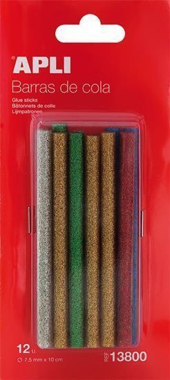 APLI tavné tyčinky se třpytkami O 75 mm x 10 cm - mix barev 12 ks