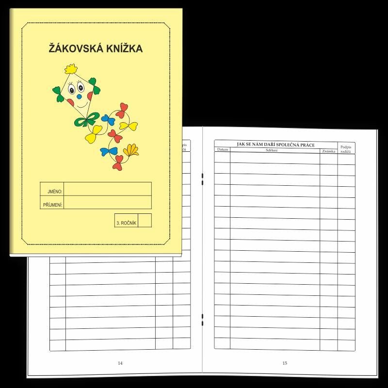 Žákovská knížka 3 ročník - známkování žlutá