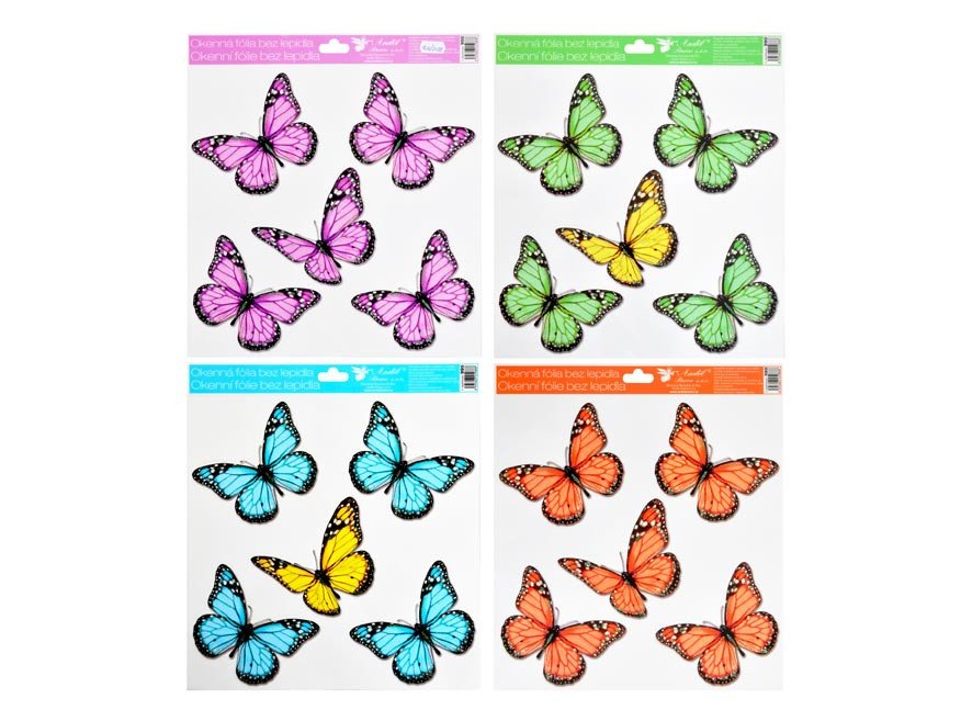 Okenní fólie 33 x 30cm - motýli s glitrymix motivů