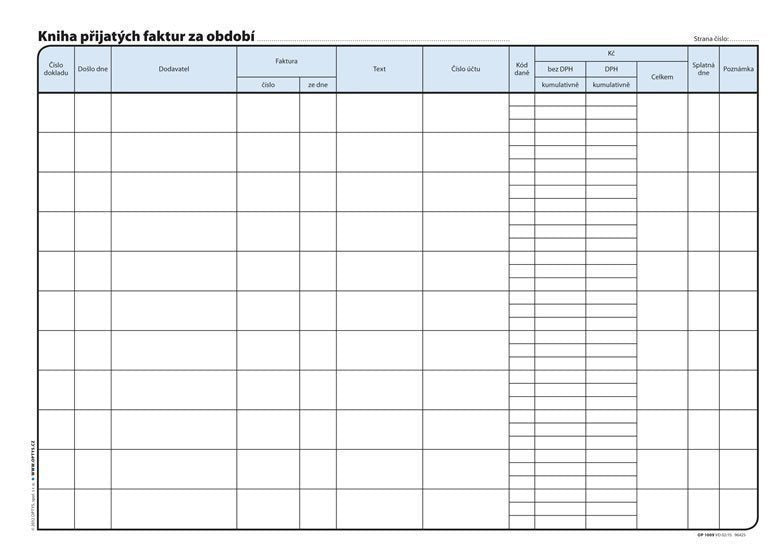 Kniha přijatých faktur A4 32 listů