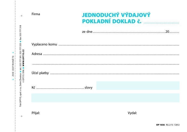 Výdajový doklad jednoduchý A6 100 listů