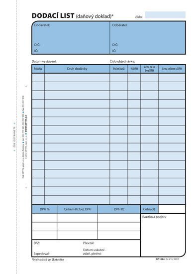 Dodací list A5 100 listů