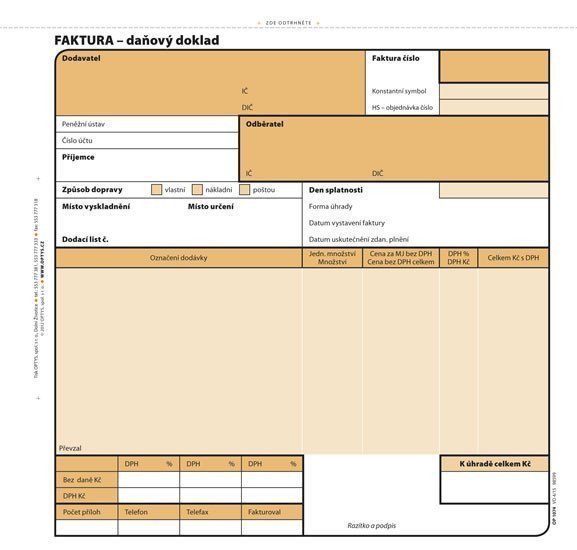 Faktura 21 × 20 cm 100 listů NCR