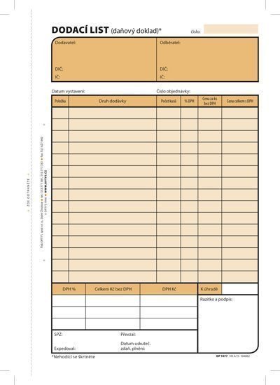 Dodací list A5 100 listů perforace v levé části tiskopisu NCR