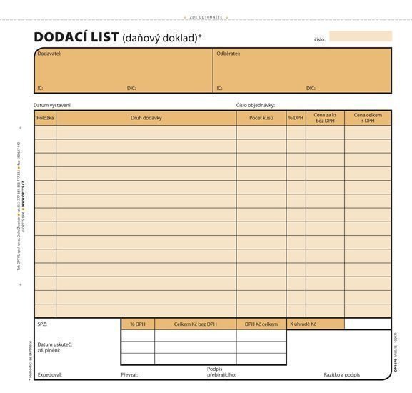 Dodací list 21 × 20 cm 100 listů NCR