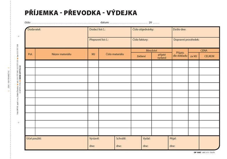 Příjemka-převodka-výdejka A5 100 listů NCR