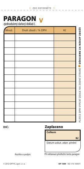 Paragon obchodní 75 × 15 cm 2 × 50 listů číslovaný NCR
