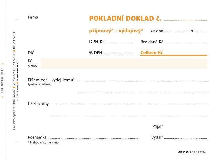 Univerzální pokladní doklad A6 100 listů NCR