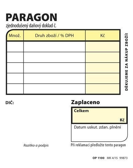 Paragon obchodní 75 × 95 cm 100 listů NCR