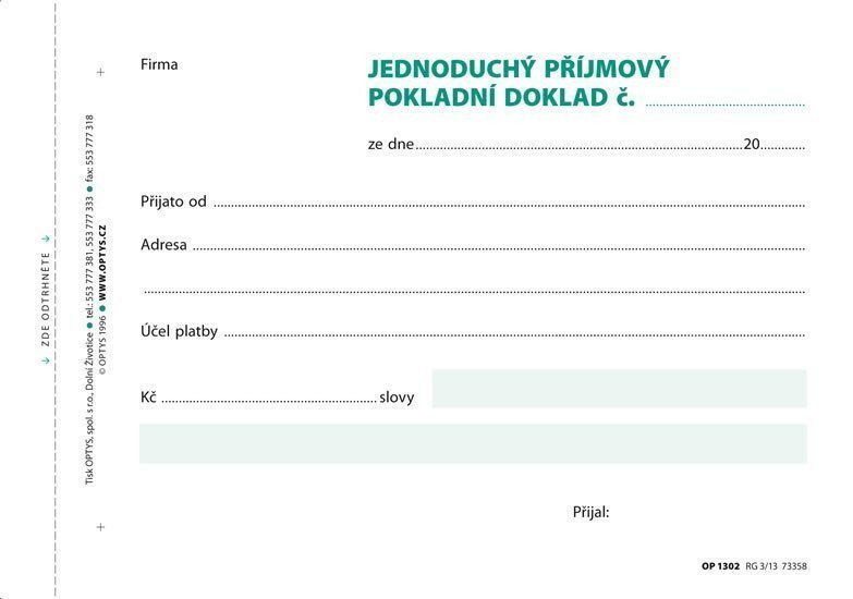 Příjmový doklad jednoduchý A6 100 listů NCR